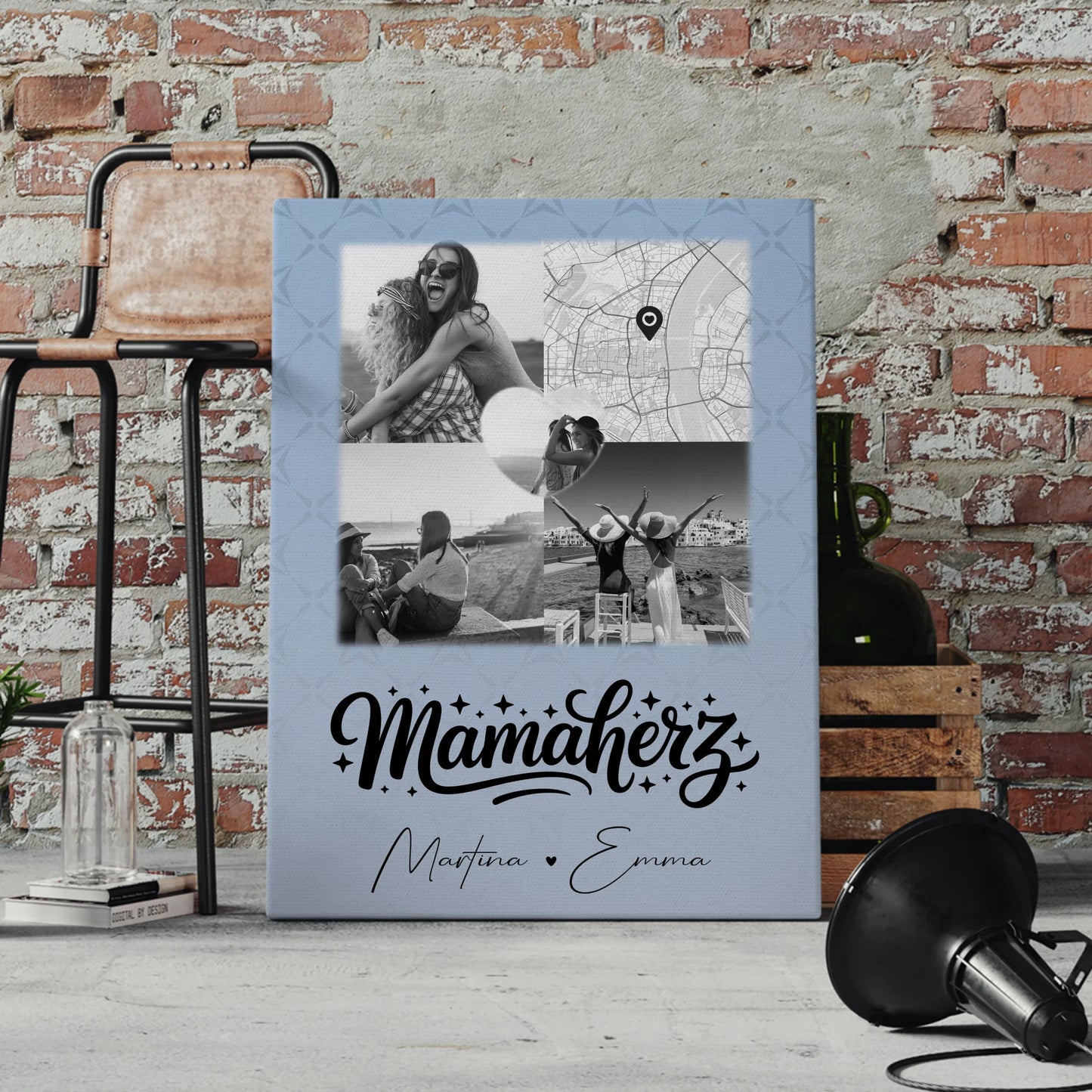 Mama Plakat Leinwand mit 3 Fotos und Herz Foto Karte personalisiertes Geschenk