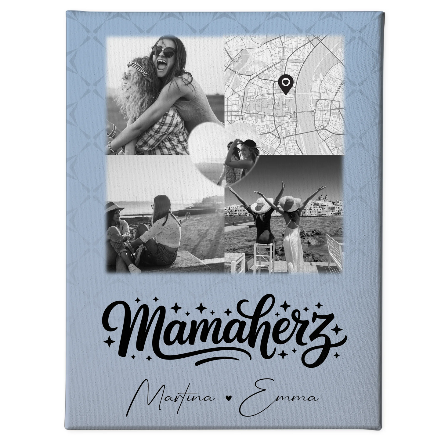 Mama Plakat Leinwand mit 3 Fotos und Herz Foto Karte personalisiertes Geschenk