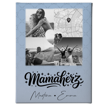 Mama Plakat Leinwand mit 3 Fotos und Herz Foto Karte personalisiertes Geschenk