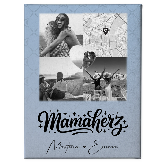 Mama Plakat Leinwand mit 3 Fotos und Herz Foto Karte personalisiertes Geschenk