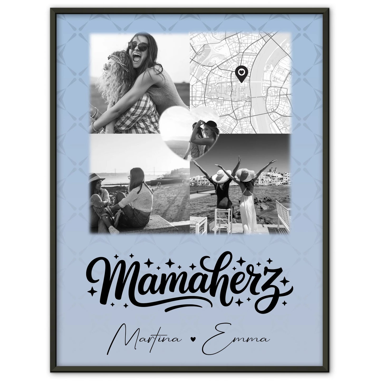 Mama Plakat Poster mit 3 Fotos und 1 Herz Foto und Karte