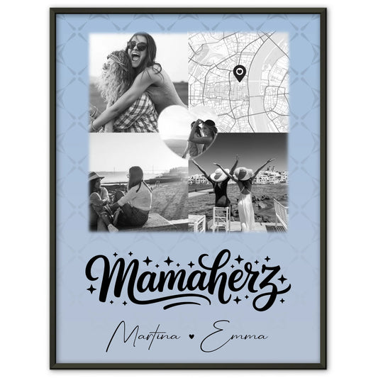 Mama Plakat Poster mit 3 Fotos und 1 Herz Foto und Karte