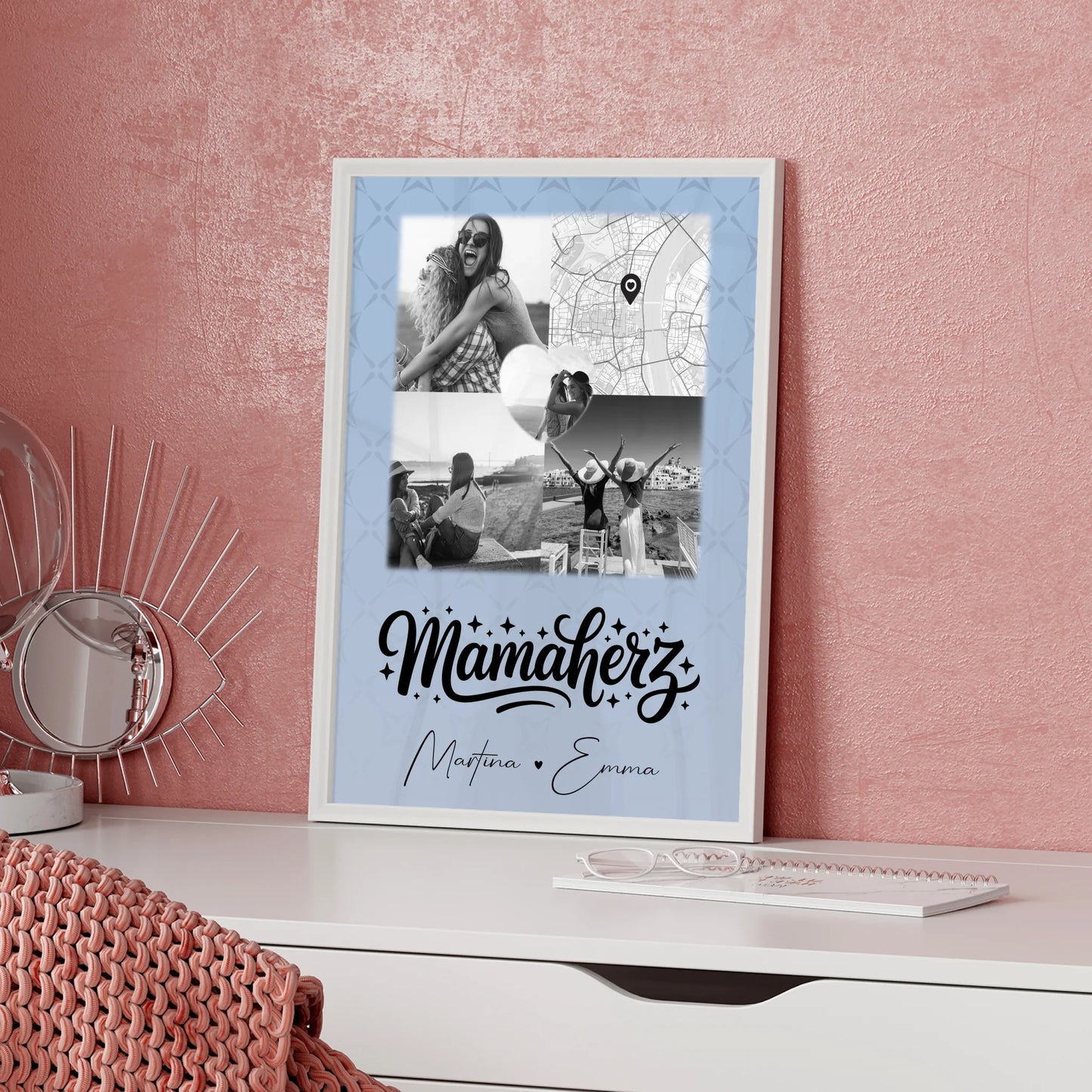 Mama Plakat Poster mit 3 Fotos und 1 Herz Foto und Karte