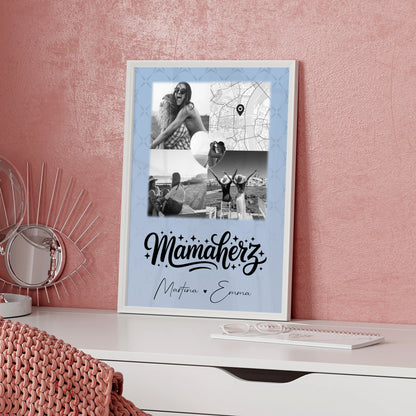 Mama Plakat Poster mit 3 Fotos und 1 Herz Foto und Karte