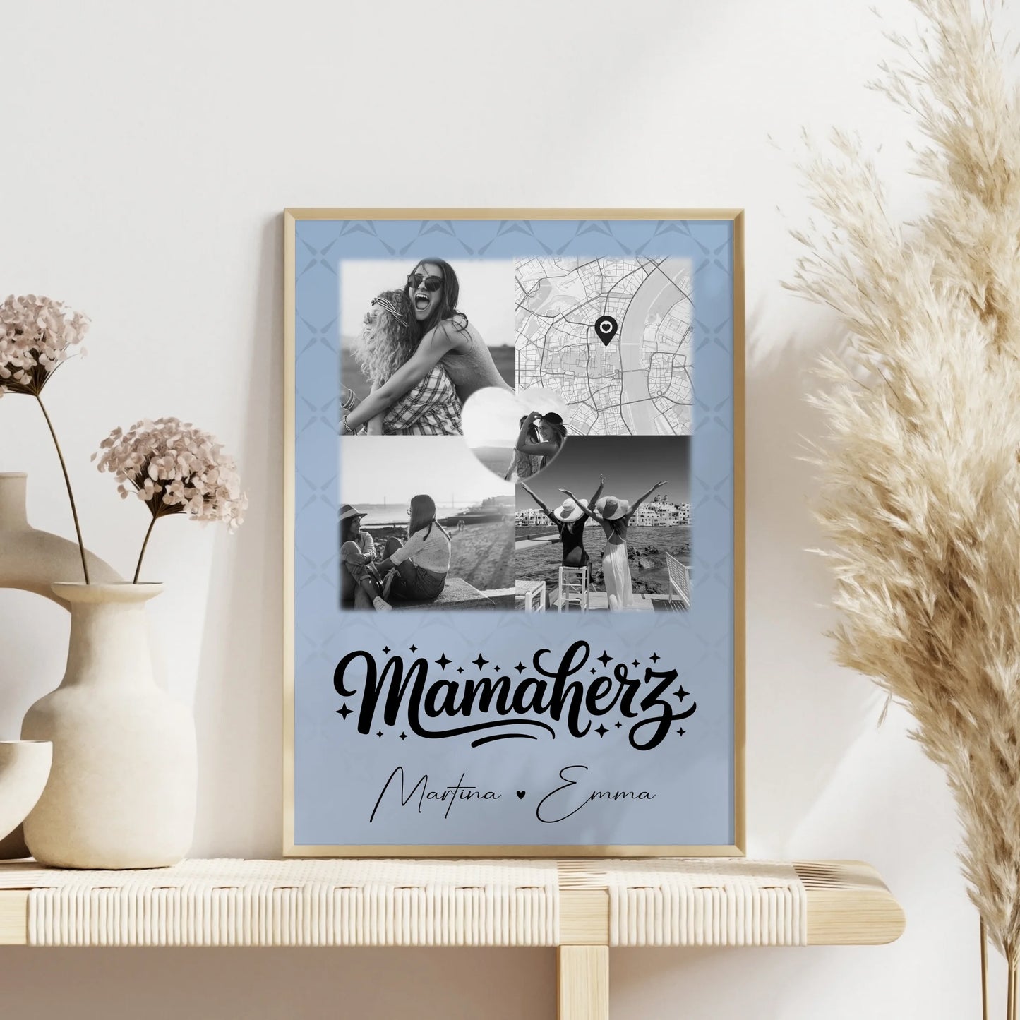 Mama Plakat Poster mit 3 Fotos und 1 Herz Foto und Karte