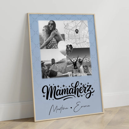 Mama Plakat Poster mit 3 Fotos und 1 Herz Foto und Karte