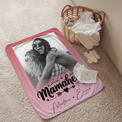 Personalisierte Mama Decke mit 1 Foto und Text Schön dass es dich gibt für besondere Geschenke 2