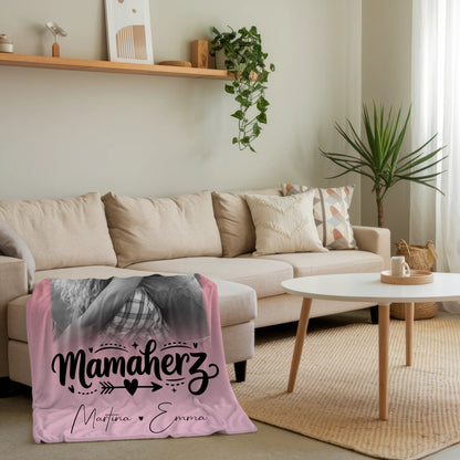 Personalisierte Mama Decke mit 1 Foto und Text Schön dass es dich gibt für besondere Geschenke 4