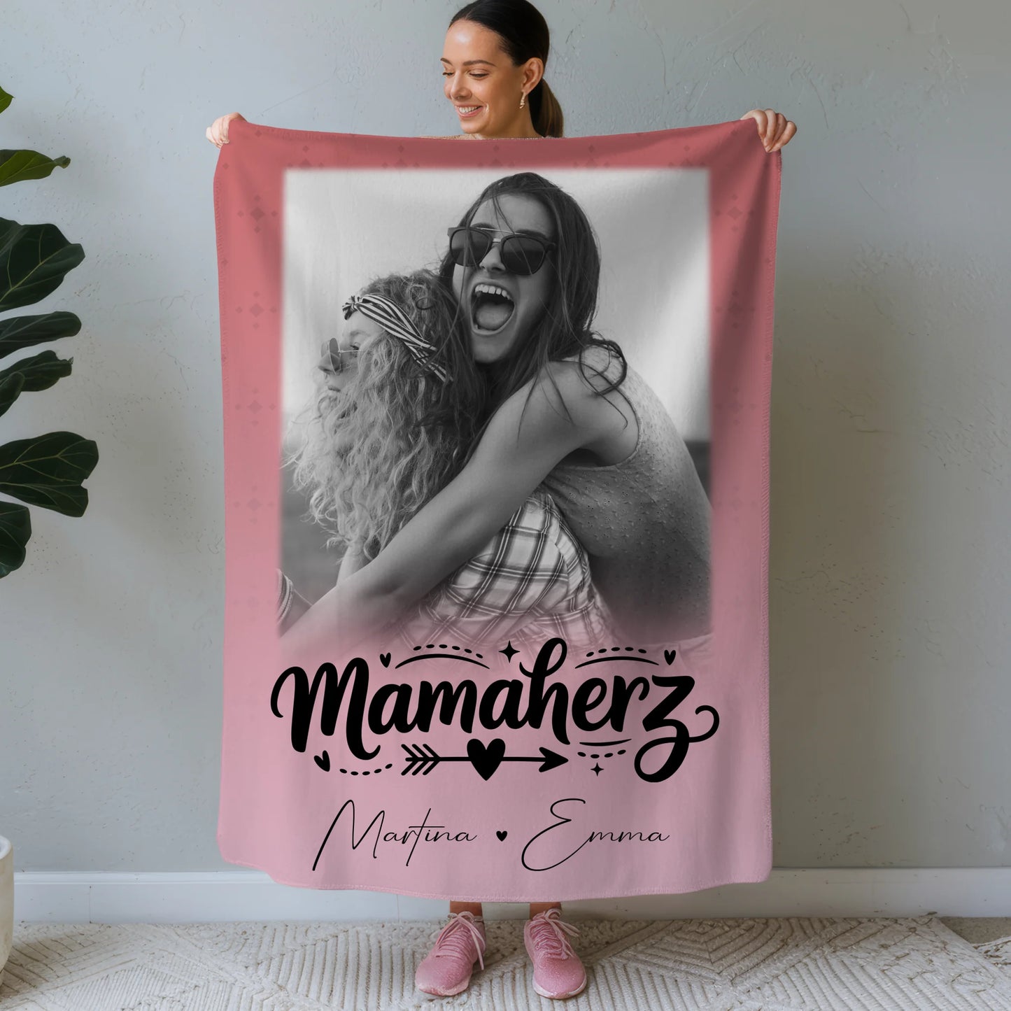 Personalisierte Mama Decke mit 1 Foto und Text Schön dass es dich gibt für besondere Geschenke 1