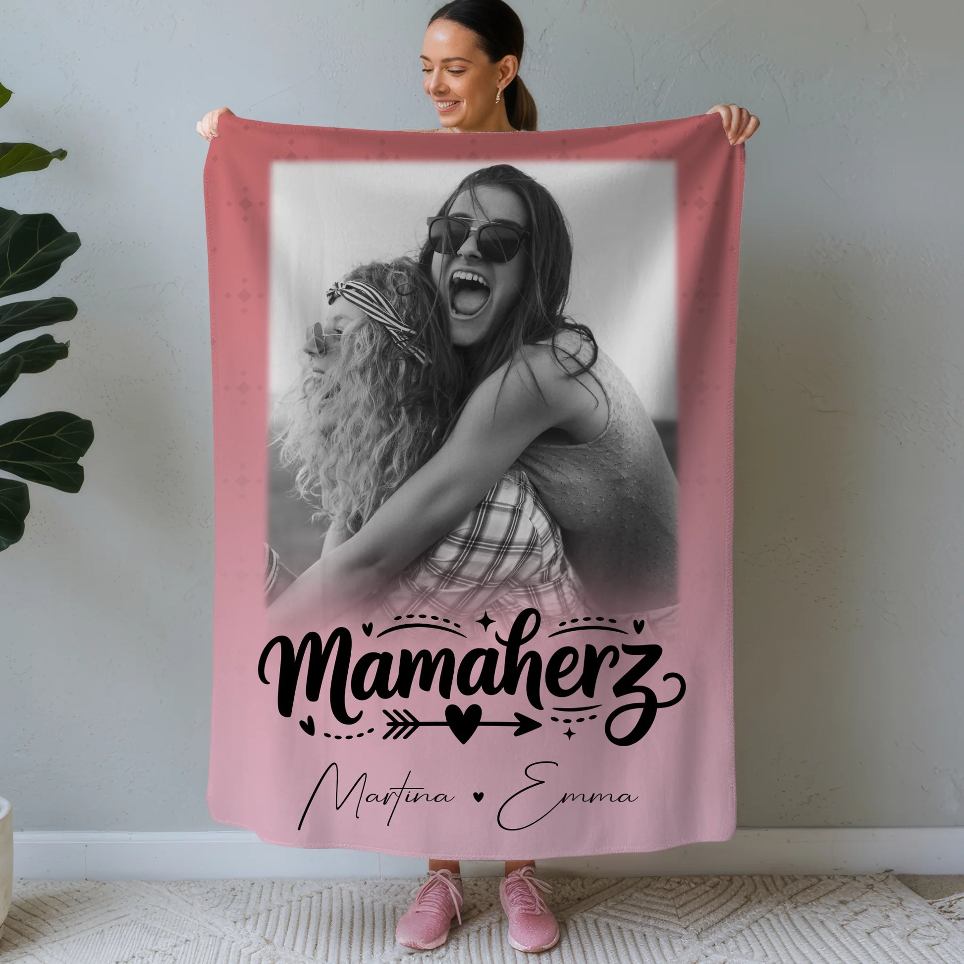 Personalisierte Mama Decke mit 1 Foto und Text Schön dass es dich gibt für besondere Geschenke 1