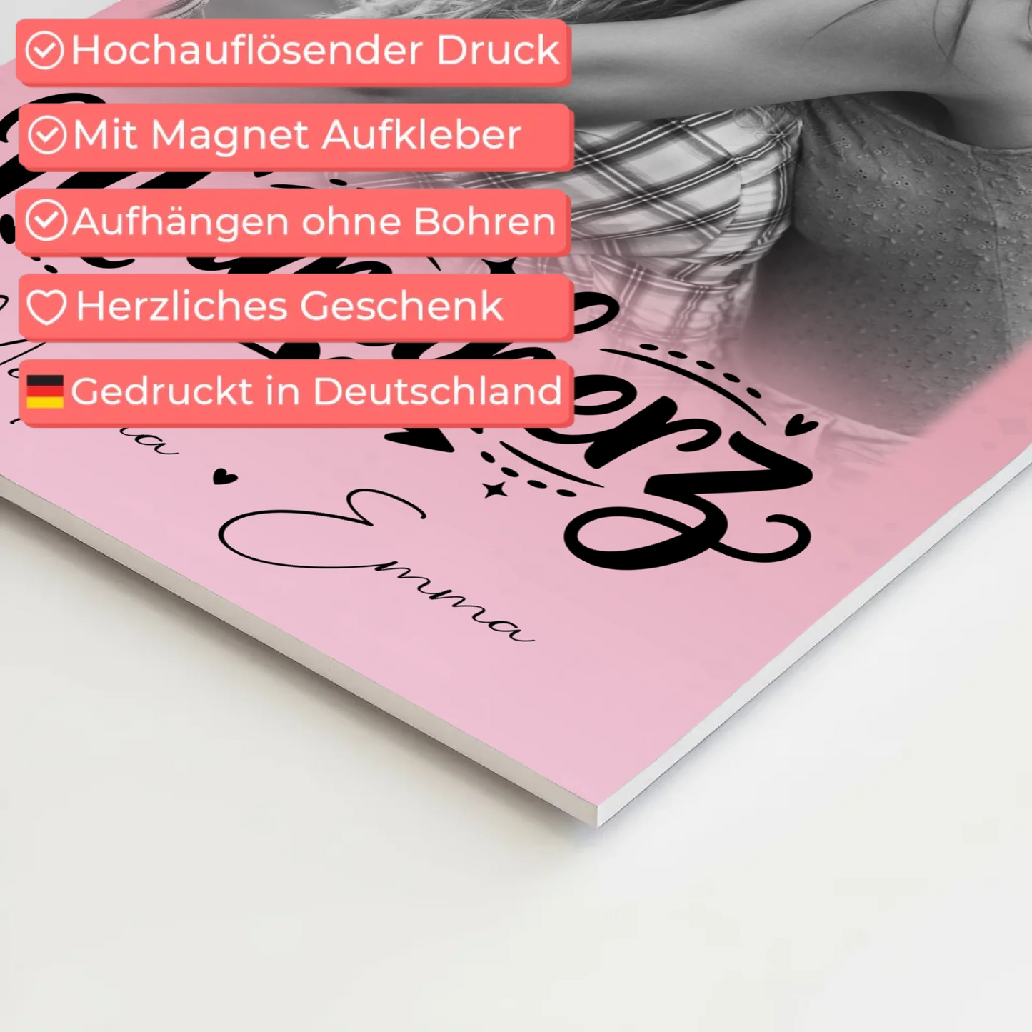 Mama Plakat Fotoboard mit 1 Foto Schön dass es dich gibt personalisiertes Geschenk