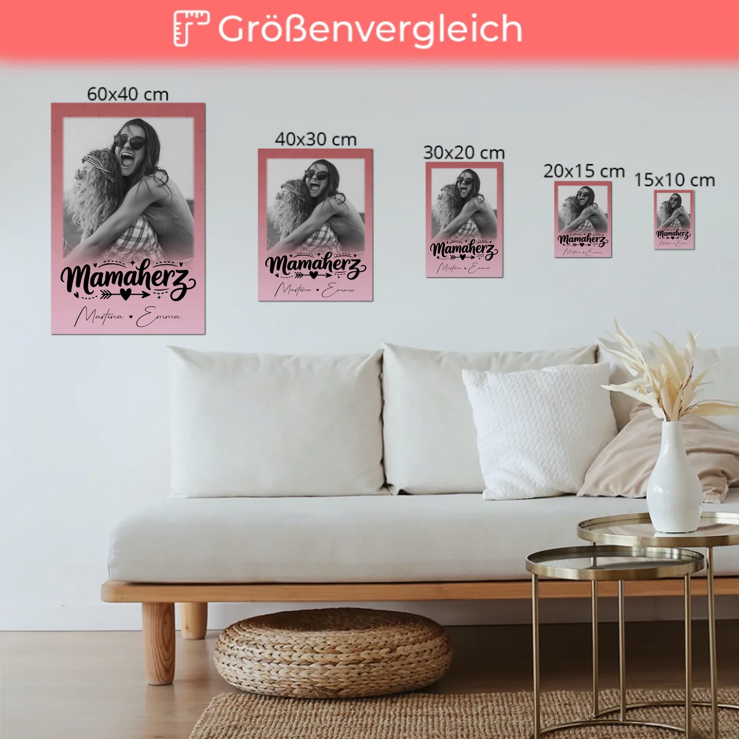 Mama Plakat Fotoboard mit 1 Foto Schön dass es dich gibt personalisiertes Geschenk