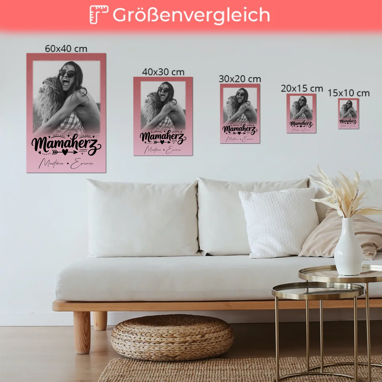 Mama Plakat Fotoboard mit 1 Foto Schön dass es dich gibt personalisiertes Geschenk