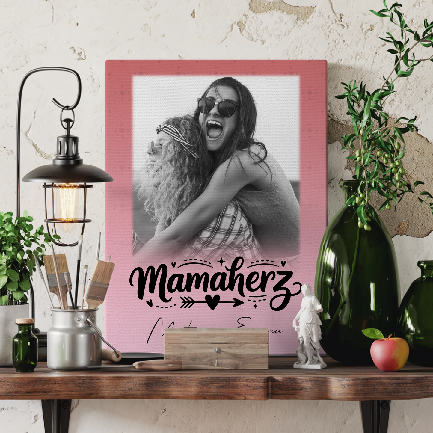 Personalisierte Leinwand Für Mama mit 1 Foto Schön dass es dich gibt Geschenkidee