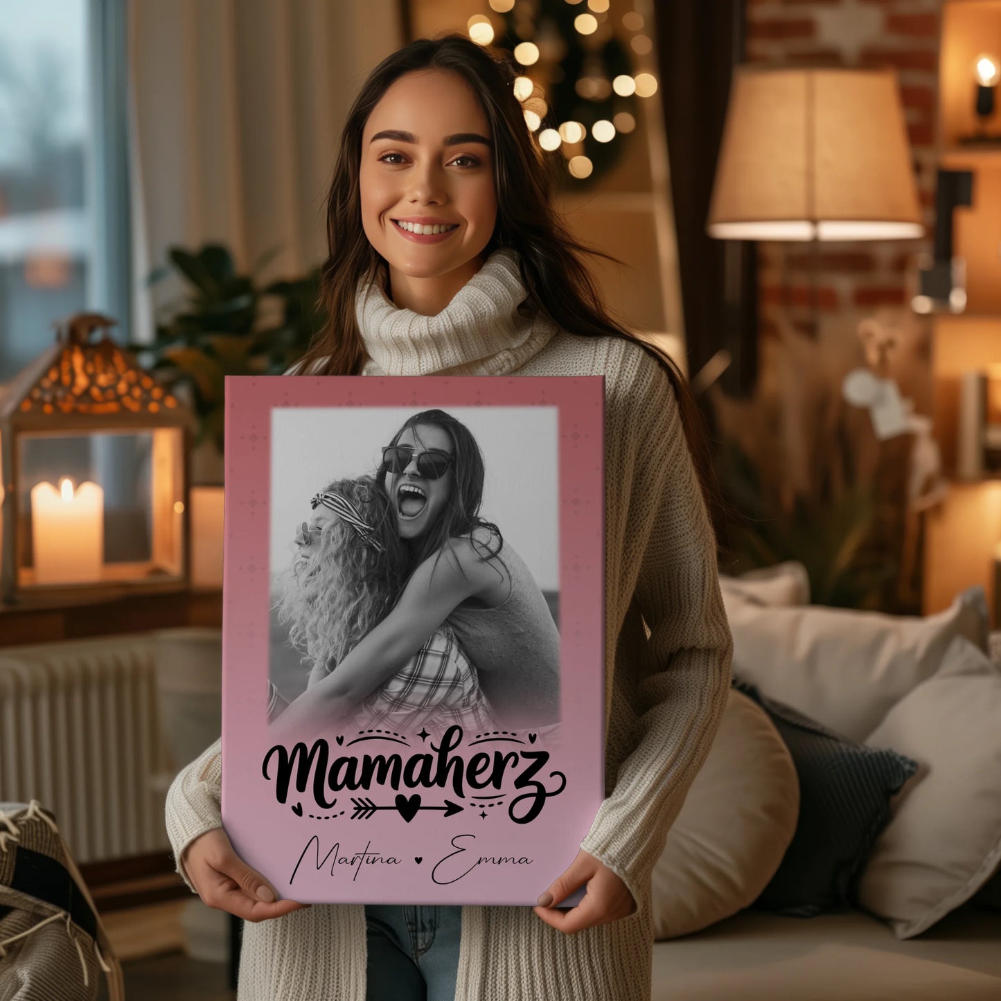 Personalisierte Leinwand Für Mama mit 1 Foto Schön dass es dich gibt Geschenkidee