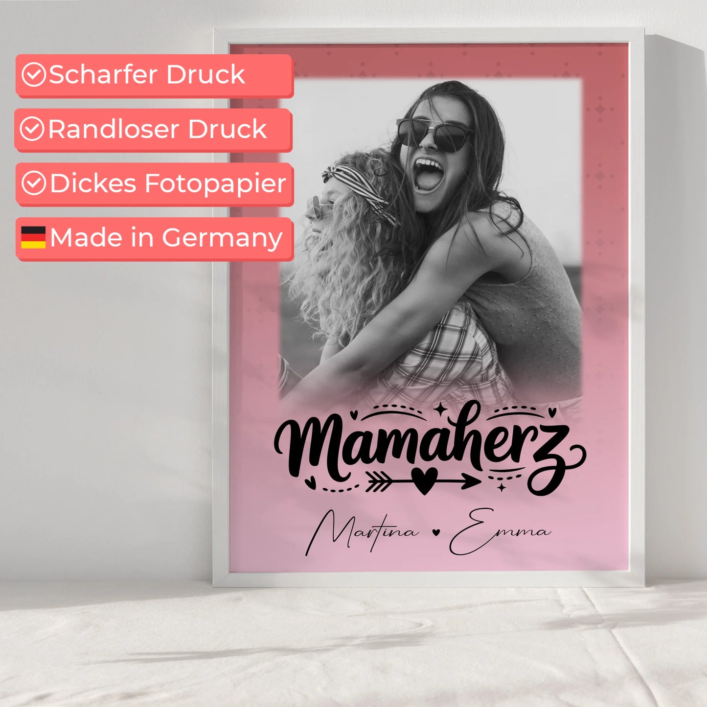 Mutter Poster personalisiert mit 1 Foto als Geschenk Schön dass es dich gibt