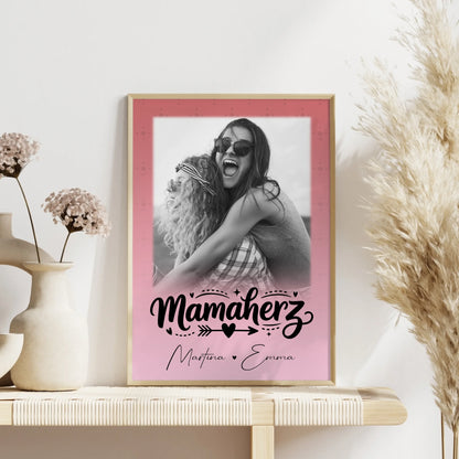 Mutter Poster personalisiert mit 1 Foto als Geschenk Schön dass es dich gibt