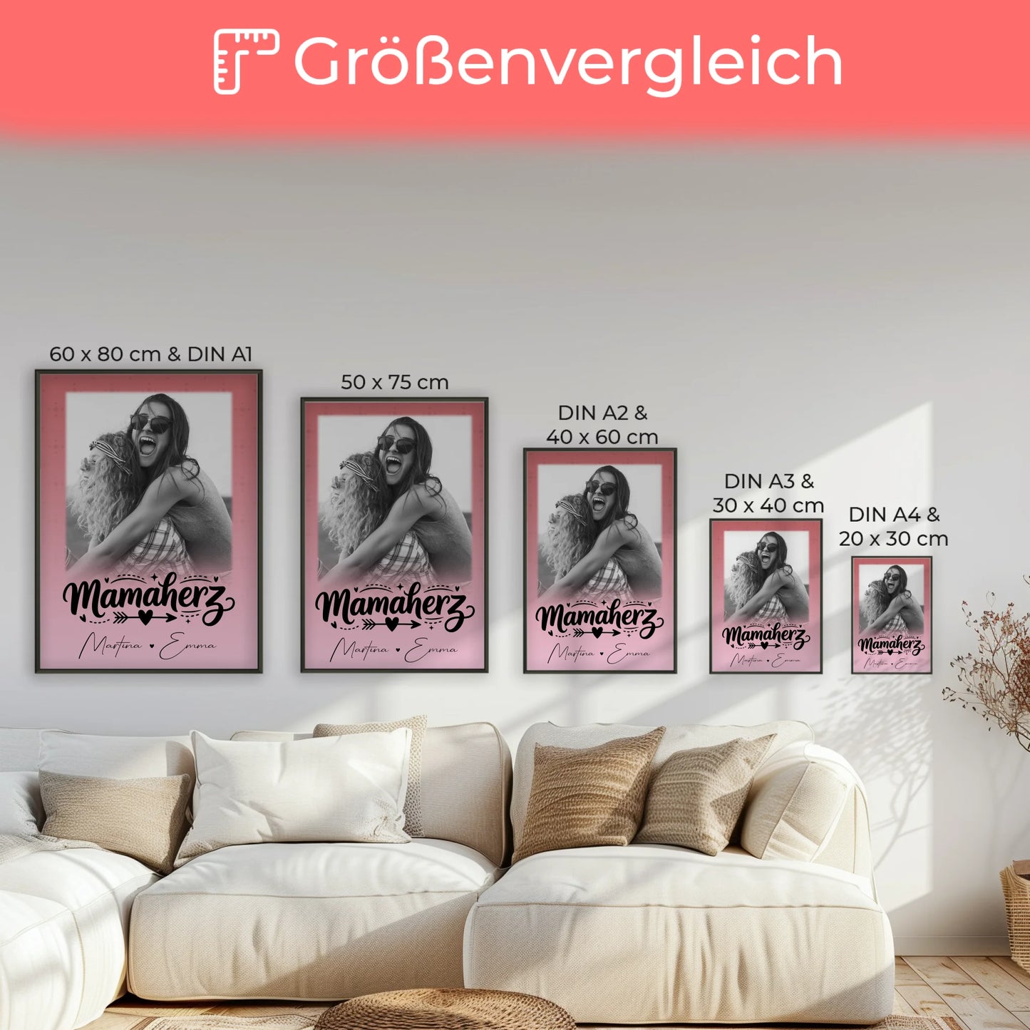Mutter Poster personalisiert mit 1 Foto als Geschenk Schön dass es dich gibt