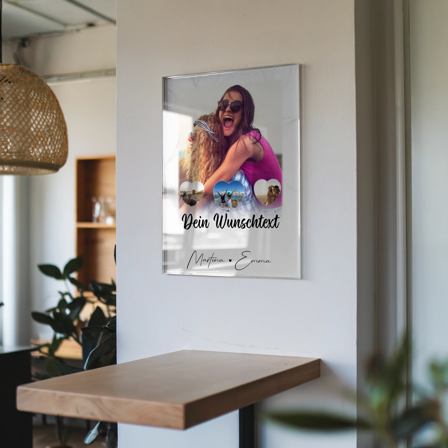 Mama Plakat mit 1 Foto und 3 kleinen Herz Fotos Wunschtext Vergiss nie wie toll du bist