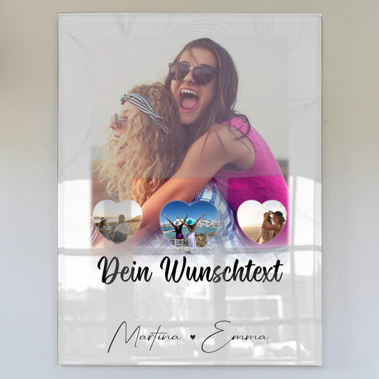 Mama Plakat mit 1 Foto und 3 kleinen Herz Fotos Wunschtext Vergiss nie wie toll du bist