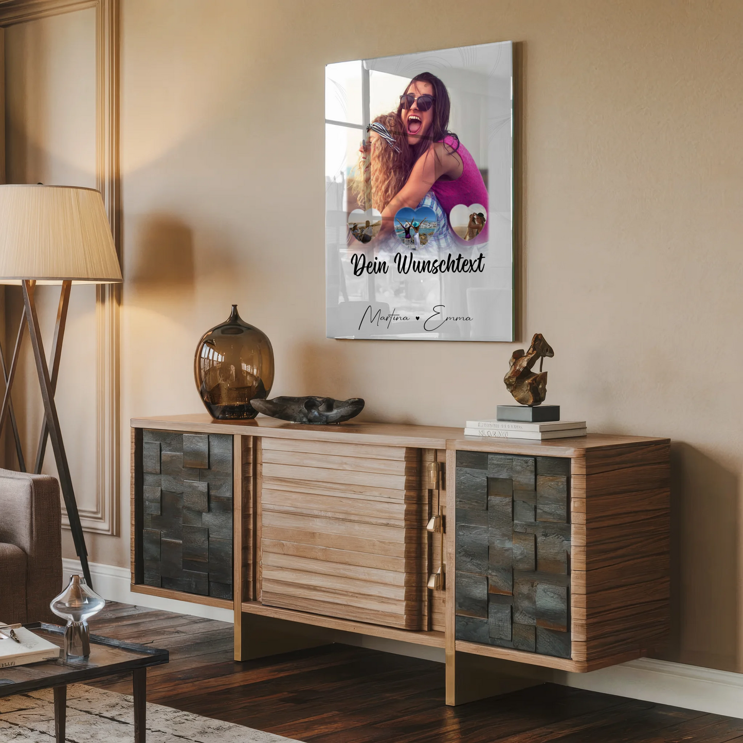 Mama Plakat mit 1 Foto und 3 kleinen Herz Fotos Wunschtext Vergiss nie wie toll du bist