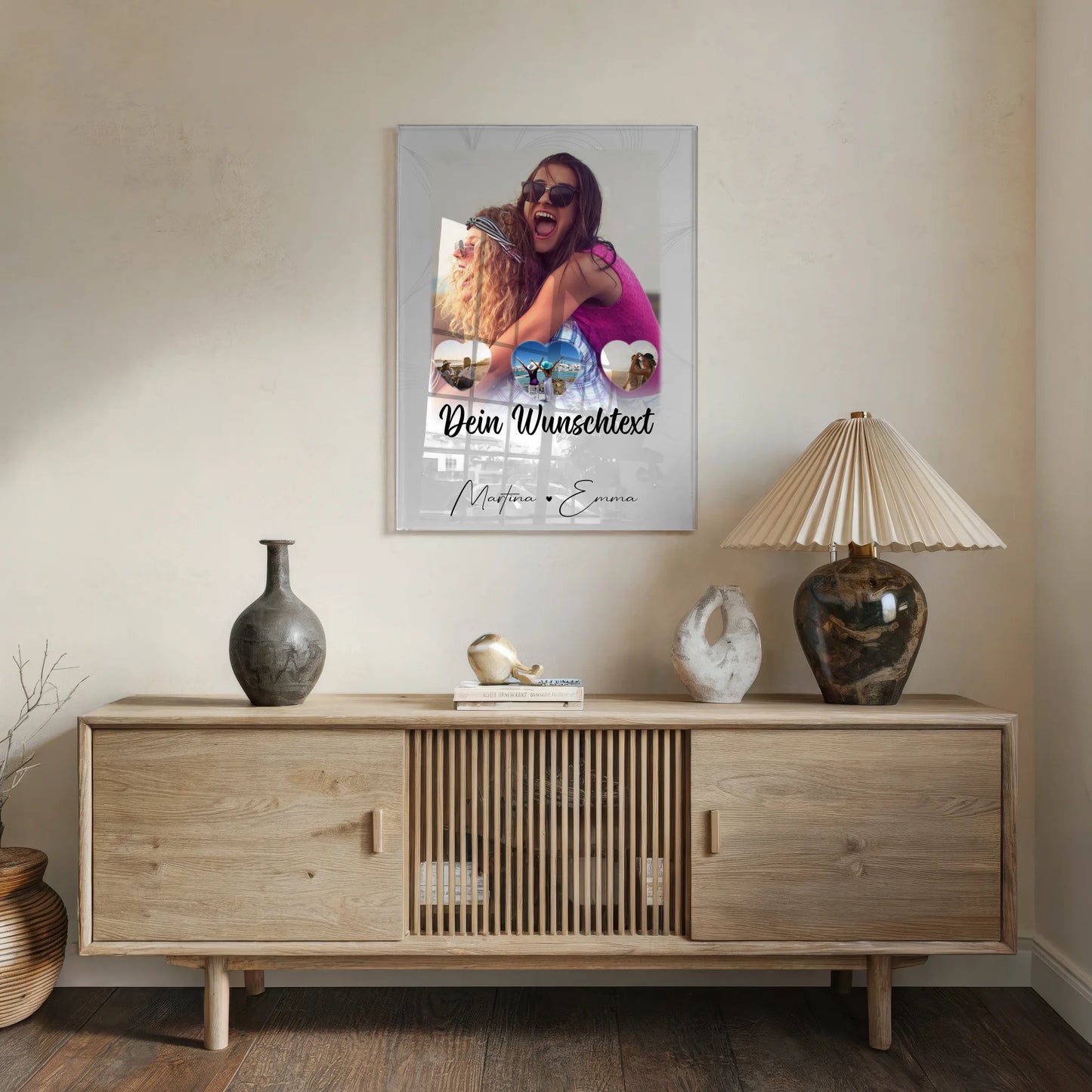 Mama Plakat mit 1 Foto und 3 kleinen Herz Fotos Wunschtext Vergiss nie wie toll du bist