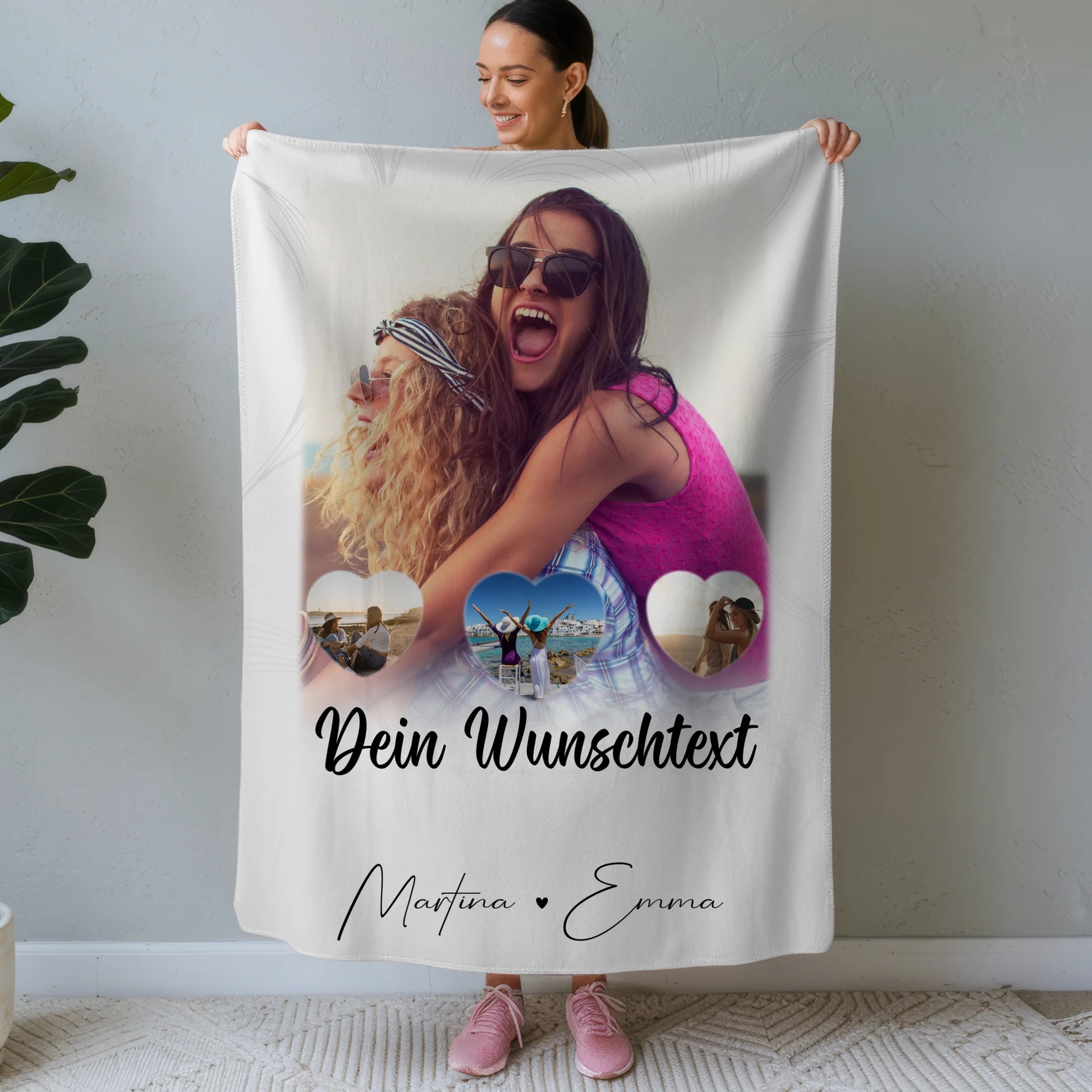 Personalisierte Kuscheldecke mit Namen 1 Foto 3 Herz Fotos Wunschtext Vergiss nie wie toll du bist 1