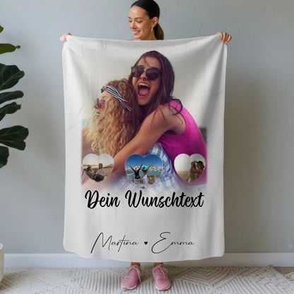 Personalisierte Kuscheldecke mit Namen 1 Foto 3 Herz Fotos Wunschtext Vergiss nie wie toll du bist 1