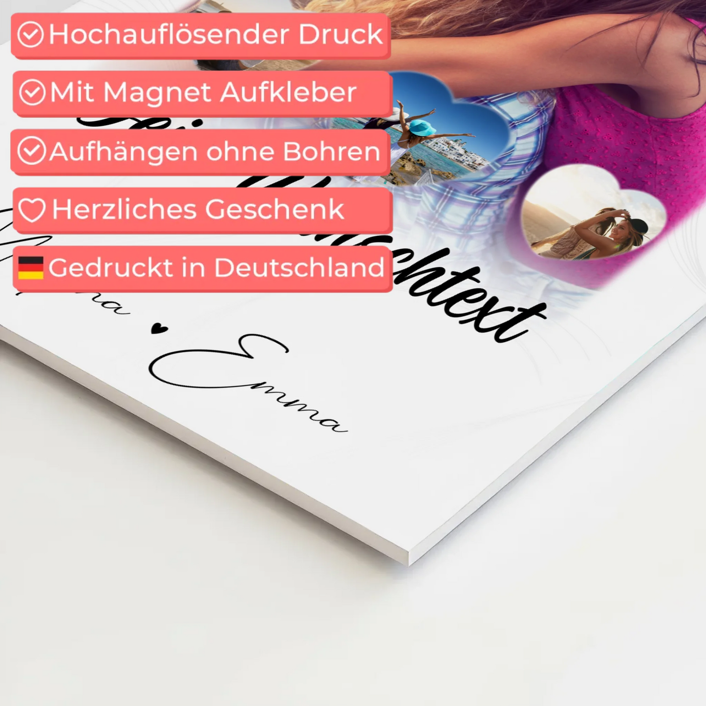 Mama Plakat Fotoboard mit 1 Foto 3 kleine Herz Fotos und Wunschtext Vergiss nie wie toll du bist 10