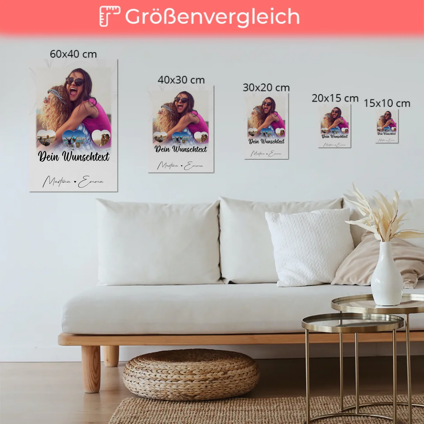 Mama Plakat Fotoboard mit 1 Foto 3 kleine Herz Fotos und Wunschtext Vergiss nie wie toll du bist