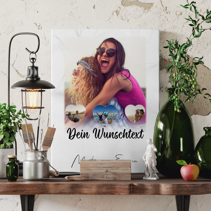 Mama Leinwand mit 1 Foto und 3 kleinen Herz Fotos Wunschtext Vergiss nie wie toll du bist