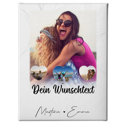 Mama Leinwand mit 1 Foto und 3 kleinen Herz Fotos Wunschtext Vergiss nie wie toll du bist