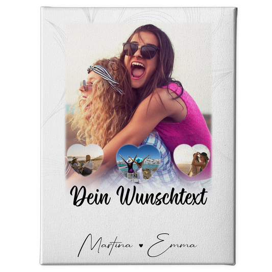 Mama Leinwand mit 1 Foto und 3 kleinen Herz Fotos Wunschtext Vergiss nie wie toll du bist