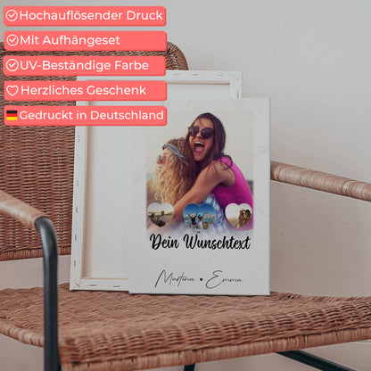 Mama Leinwand mit 1 Foto und 3 kleinen Herz Fotos Wunschtext Vergiss nie wie toll du bist