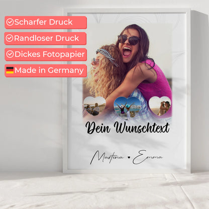 Poster Mama Tochter Vergiss nie wie toll du bist mit 1 Foto 3 kleine Herz Fotos Wunschtext