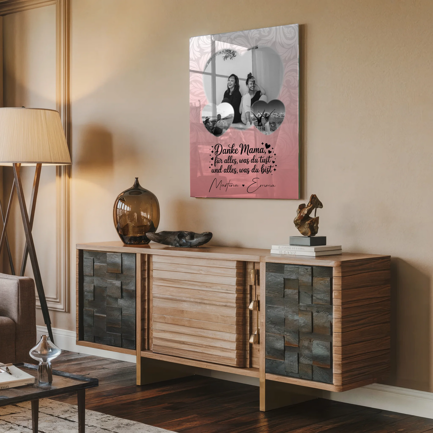 Mama Plakat Acrylglas Bild mit 3 Herz Fotos Vergiss nie wie toll du bist