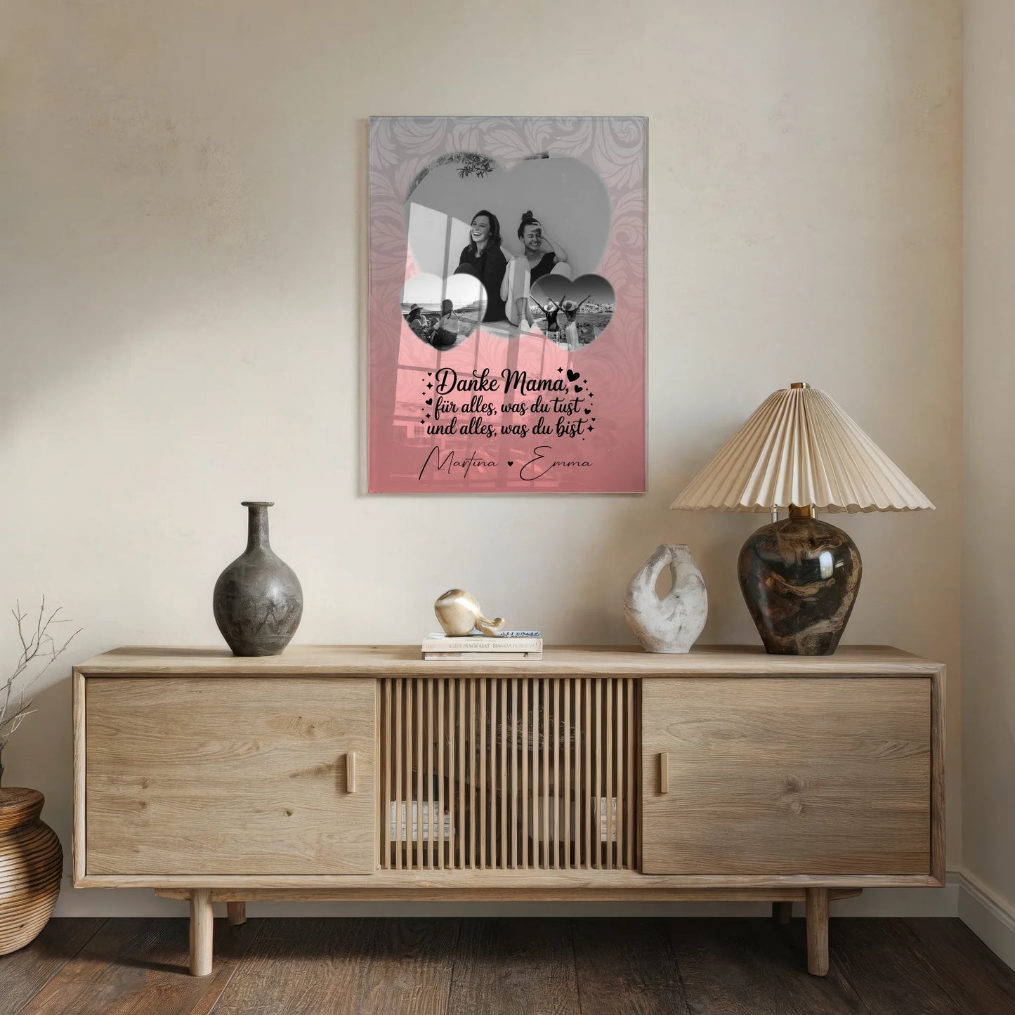 Mama Plakat Acrylglas Bild mit 3 Herz Fotos Vergiss nie wie toll du bist