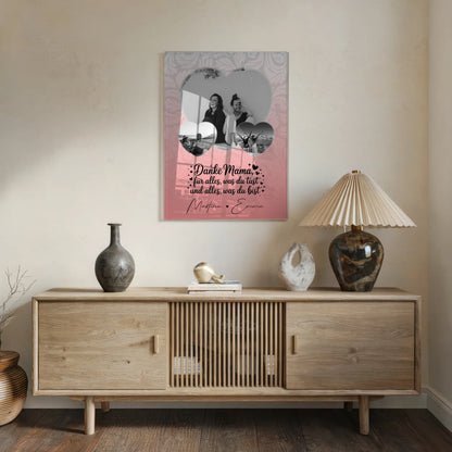 Mama Plakat Acrylglas Bild mit 3 Herz Fotos Vergiss nie wie toll du bist