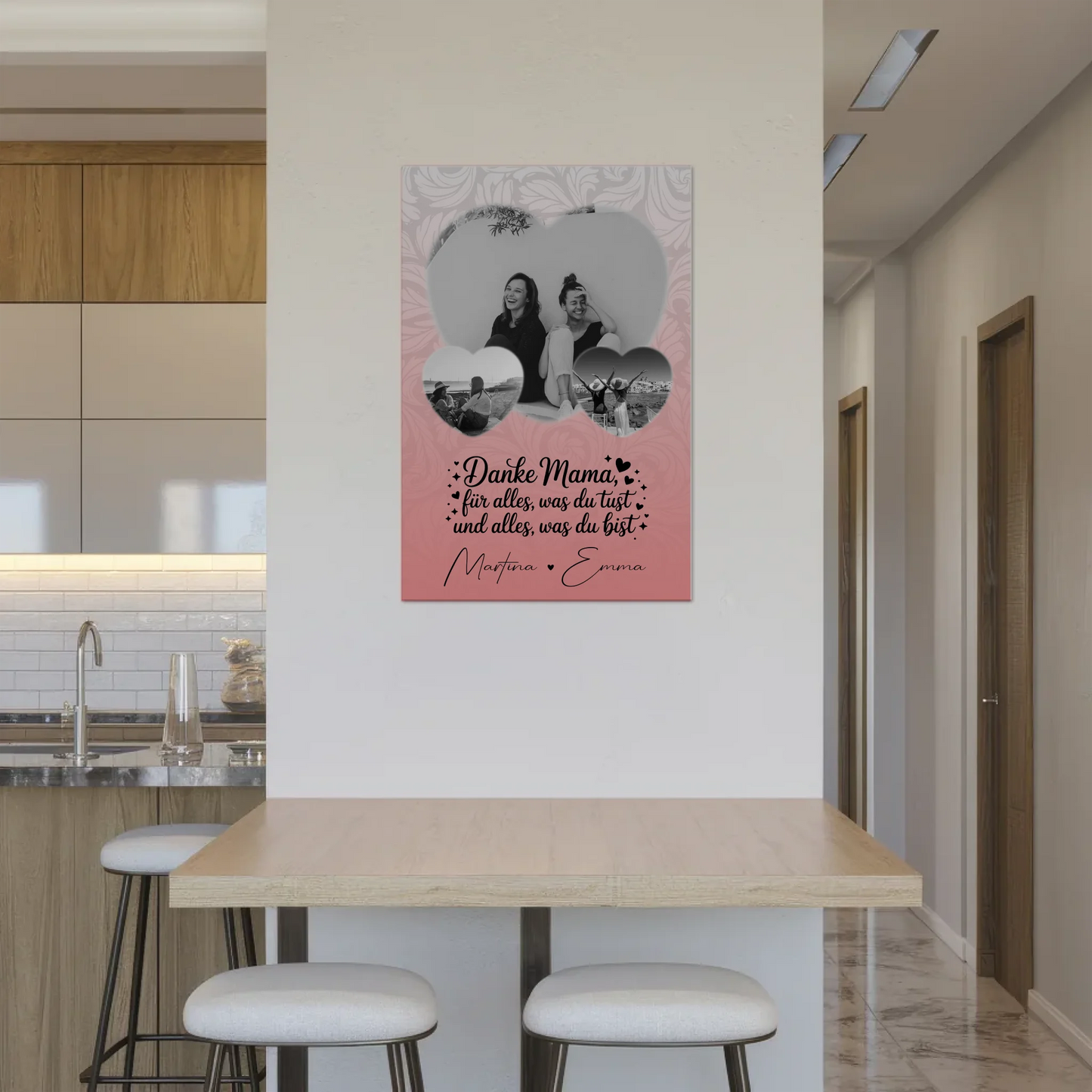 Personalisiertes Mama Plakat mit 3 Herz Fotos und Vergiss nie wie toll du bist 2