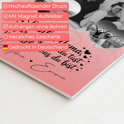 Personalisiertes Mama Plakat mit 3 Herz Fotos und Vergiss nie wie toll du bist 4