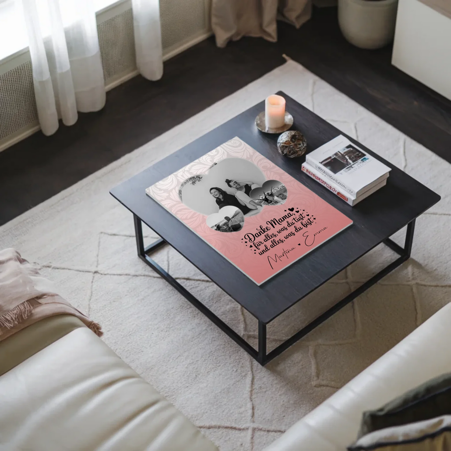 Personalisiertes Mama Plakat mit 3 Herz Fotos und Vergiss nie wie toll du bist 9