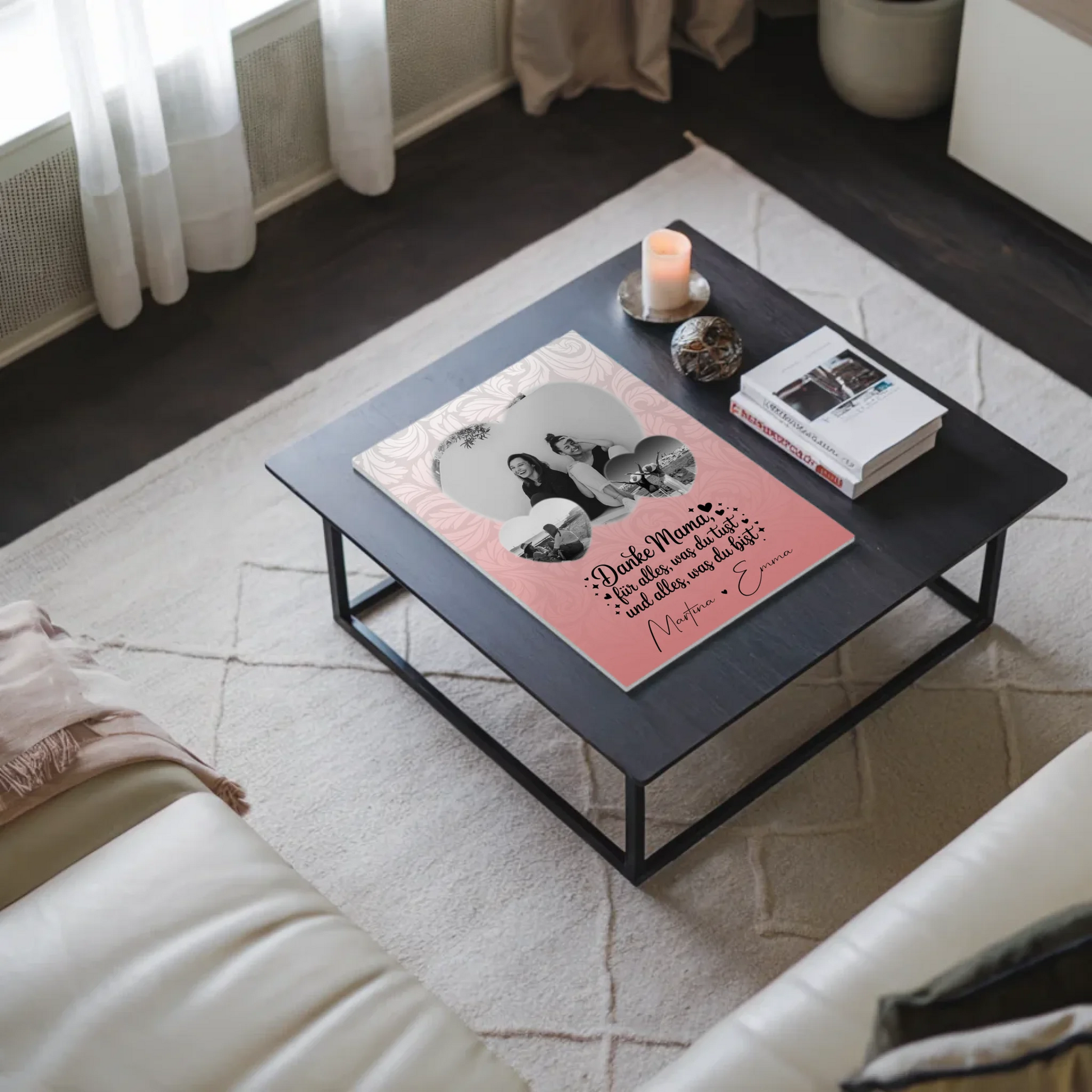 Personalisiertes Mama Plakat mit 3 Herz Fotos und Vergiss nie wie toll du bist 9