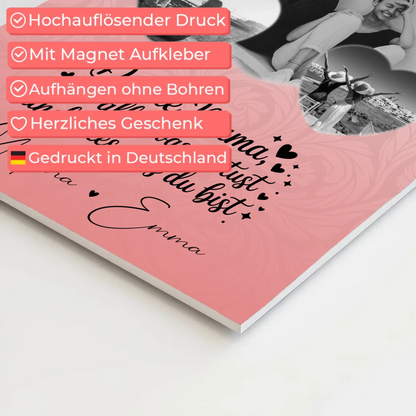 Personalisiertes Mama Plakat mit 3 Herz Fotos und Vergiss nie wie toll du bist 10