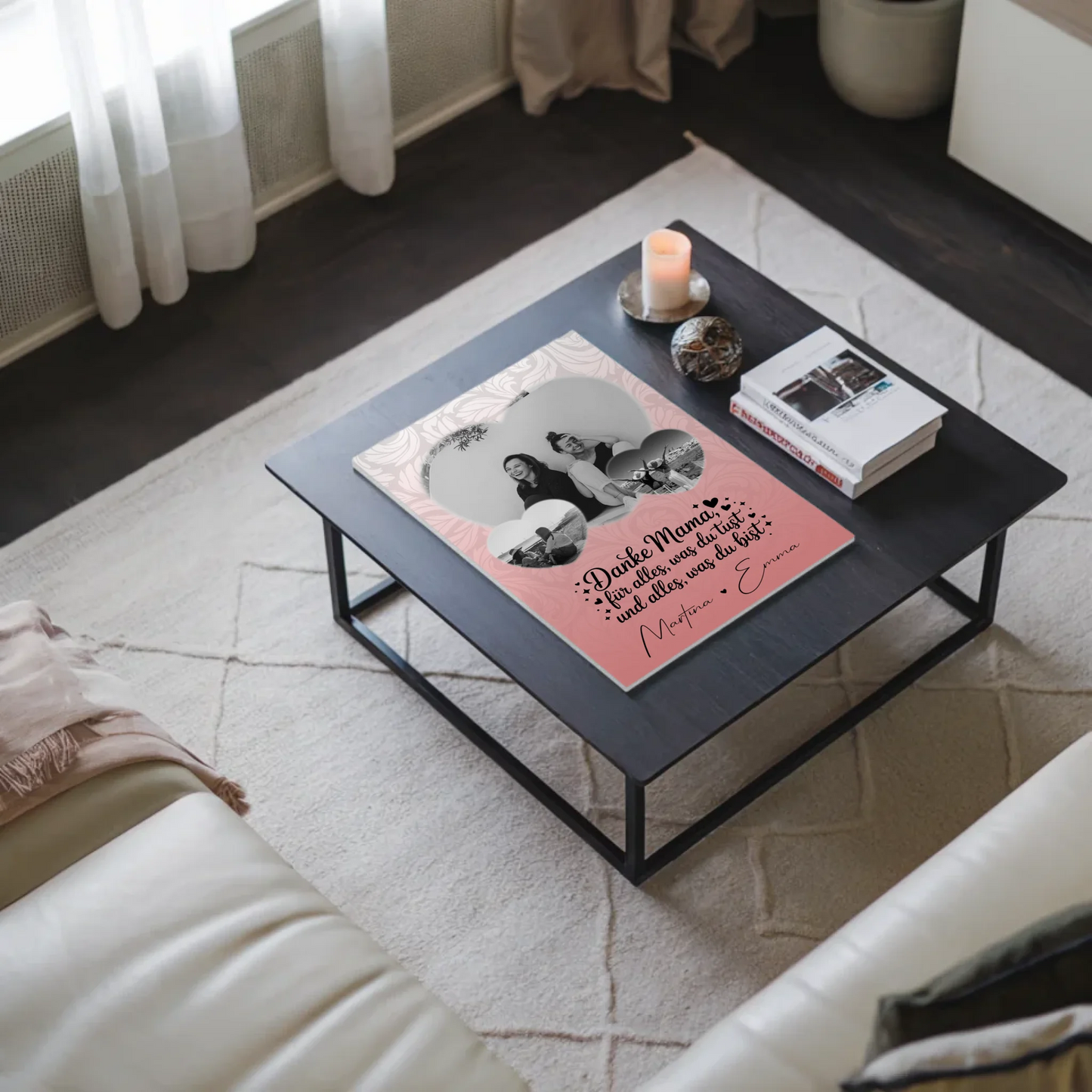 Personalisiertes Mama Plakat mit 3 Herz Fotos und Vergiss nie wie toll du bist