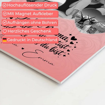 Personalisiertes Mama Plakat mit 3 Herz Fotos und Vergiss nie wie toll du bist