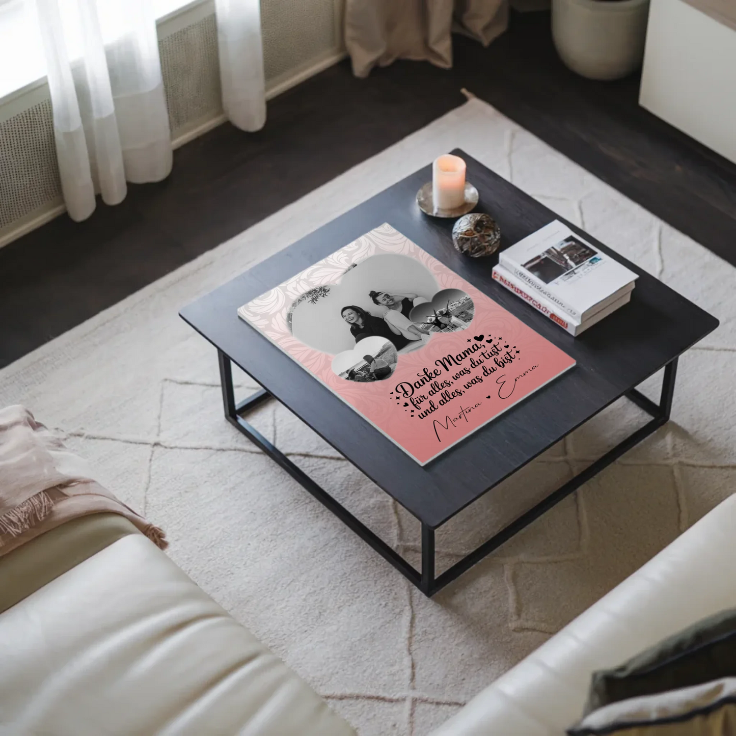 Personalisiertes Mama Plakat mit 3 Herz Fotos und Vergiss nie wie toll du bist