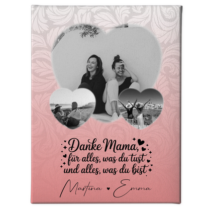 Personalisierte Leinwand Für Mama mit 3 Herz Fotos Vergiss Nie Wie Toll Du Bist