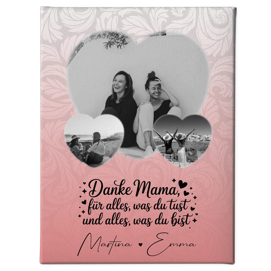 Personalisierte Leinwand Für Mama mit 3 Herz Fotos Vergiss Nie Wie Toll Du Bist