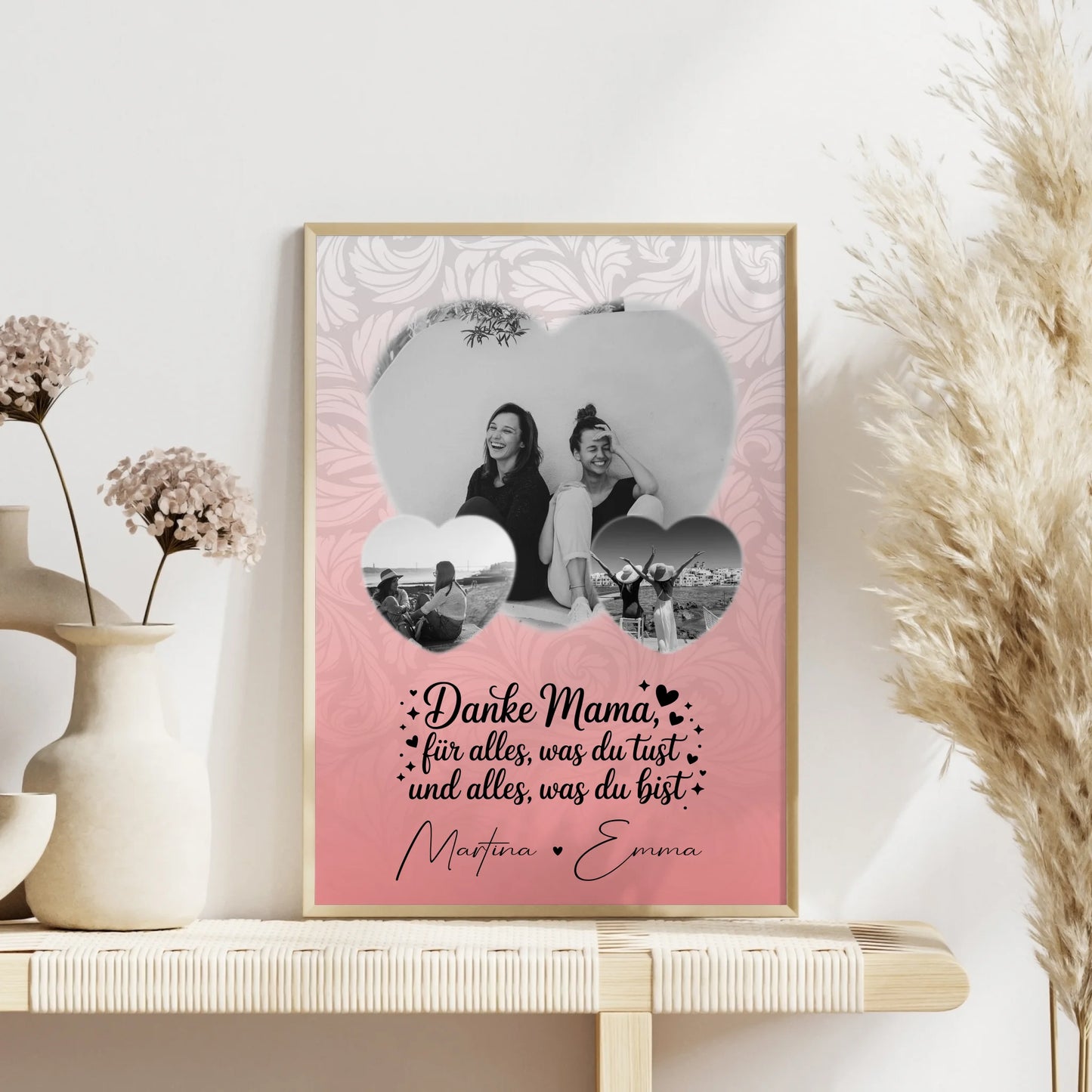 Mama Plakat Vergiss nie wie toll du bist mit 3 Herz Fotos