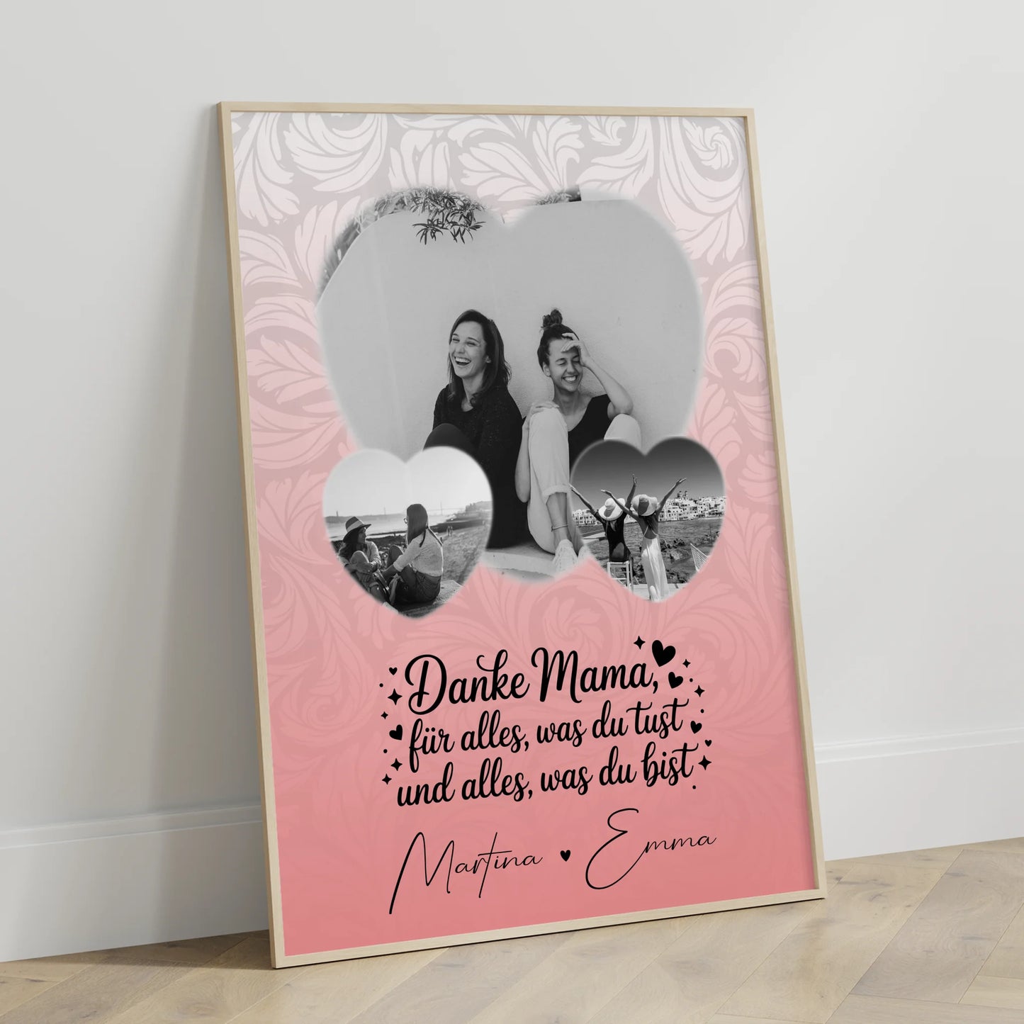 Mama Plakat Vergiss nie wie toll du bist mit 3 Herz Fotos